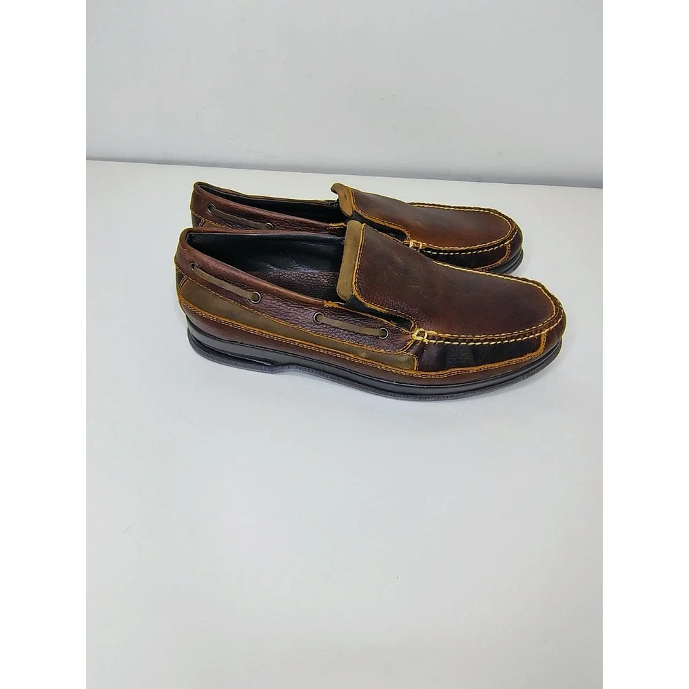 Hitchcock Boat Moccasin Mens Size 13 3E Brown Leather Slip On